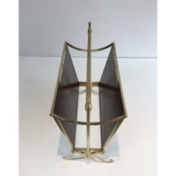 Rare Pair of Neoclassical Magazine Racks in Mahogany and Brass, Attributed to Maison Jansen, Circa 1940