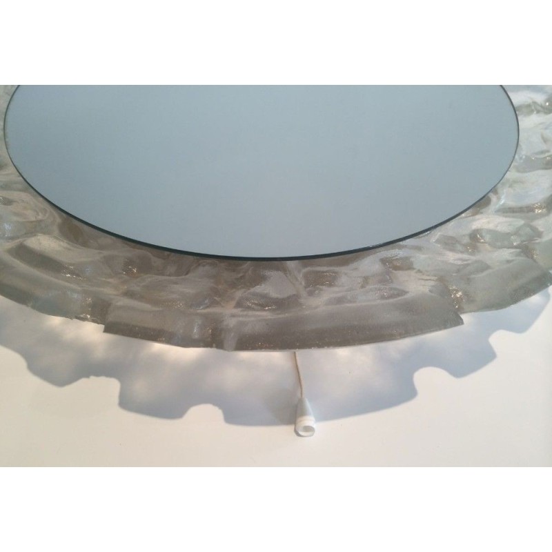Illuminated Mirror in Molded White Plastic, Circa 1970
