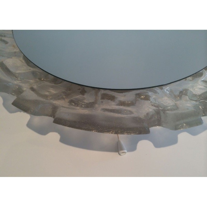 Illuminated Mirror in Molded White Plastic, Circa 1970