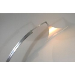Rare Arco-Style Floor Lamp in Brushed Aluminum, Conical White Plastic Reflector and Marble Base, Circa 1970