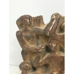 Plaster Sculpture Representing a Group of 3 Figures. Circa 1950