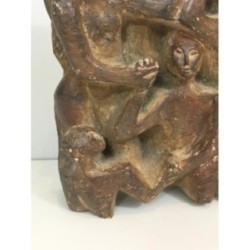 Plaster Sculpture Representing a Group of 3 Figures. Circa 1950
