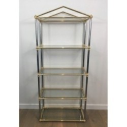 Neoclassical Shelf with Silvered Gunmetal Patina and Gilt Metal. Circa 1970