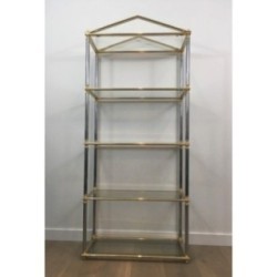 Neoclassical Shelf with Silvered Gunmetal Patina and Gilt Metal. Circa 1970