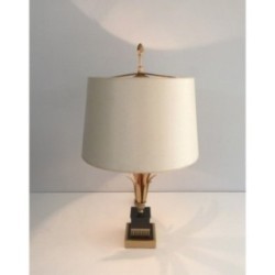 Gilt Metal and Black Lacquered Pineapple Lamp, in the Style of Maison Charles