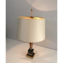 Gilt Metal and Black Lacquered Pineapple Lamp, in the Style of Maison Charles