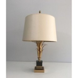 Gilt Metal and Black Lacquered Pineapple Lamp, in the Style of Maison Charles