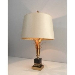 Gilt Metal and Black Lacquered Pineapple Lamp, in the Style of Maison Charles