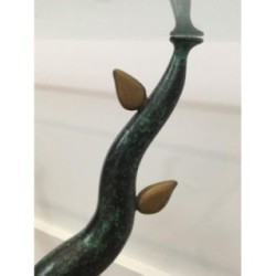 Wrought Iron Coffee Table with Patinated and Gilded Tree-Branch Base in the Manner of Willy Daro. Circa 1970
