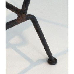 Magazine Rack in Black Lacquered Metal and Brown Leather, Attributed to Jacques Adnet. Circa 1940