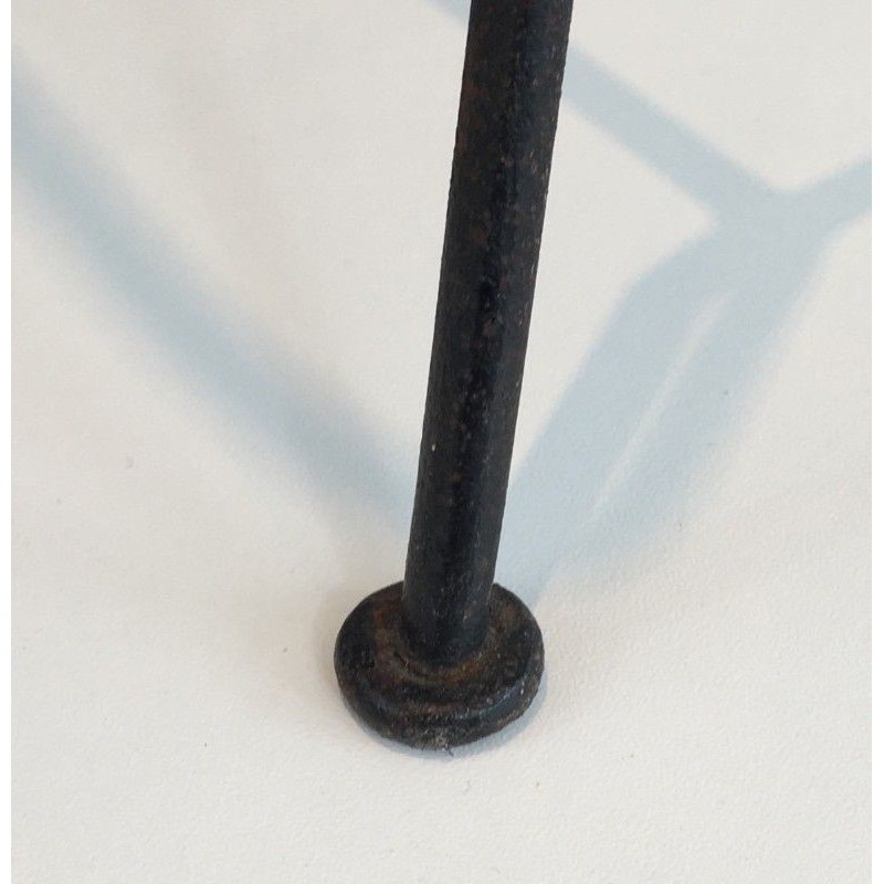 Magazine Rack in Black Lacquered Metal and Brown Leather, Attributed to Jacques Adnet. Circa 1940