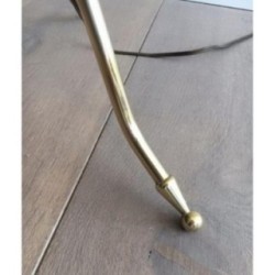 Brass Floor Lamp with Black Shade and Gilt Interior. Circa 1940