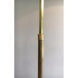 Brass Floor Lamp with Black Shade and Gilt Interior. Circa 1940