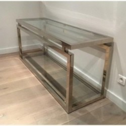 Large Chrome Console Table