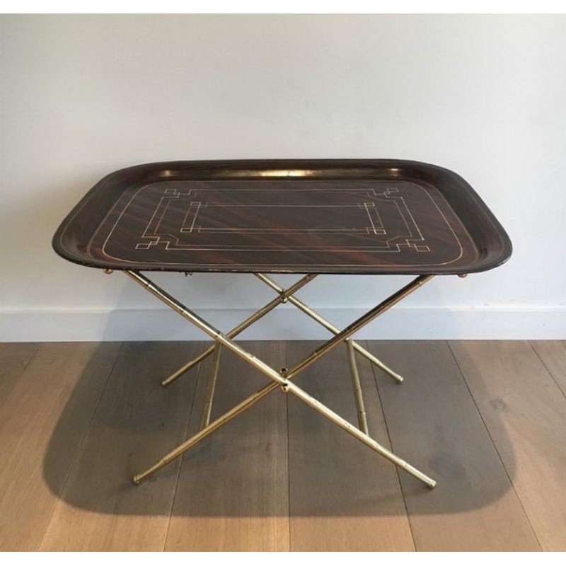 Fine Brass and Painted Tole Tray Table