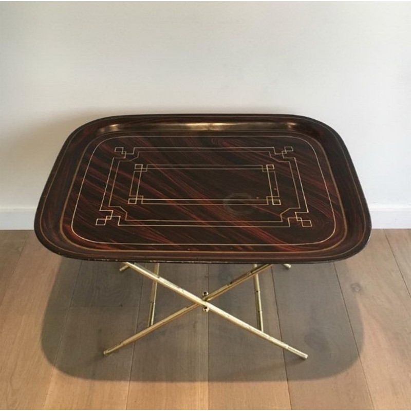 Fine Brass and Painted Tole Tray Table