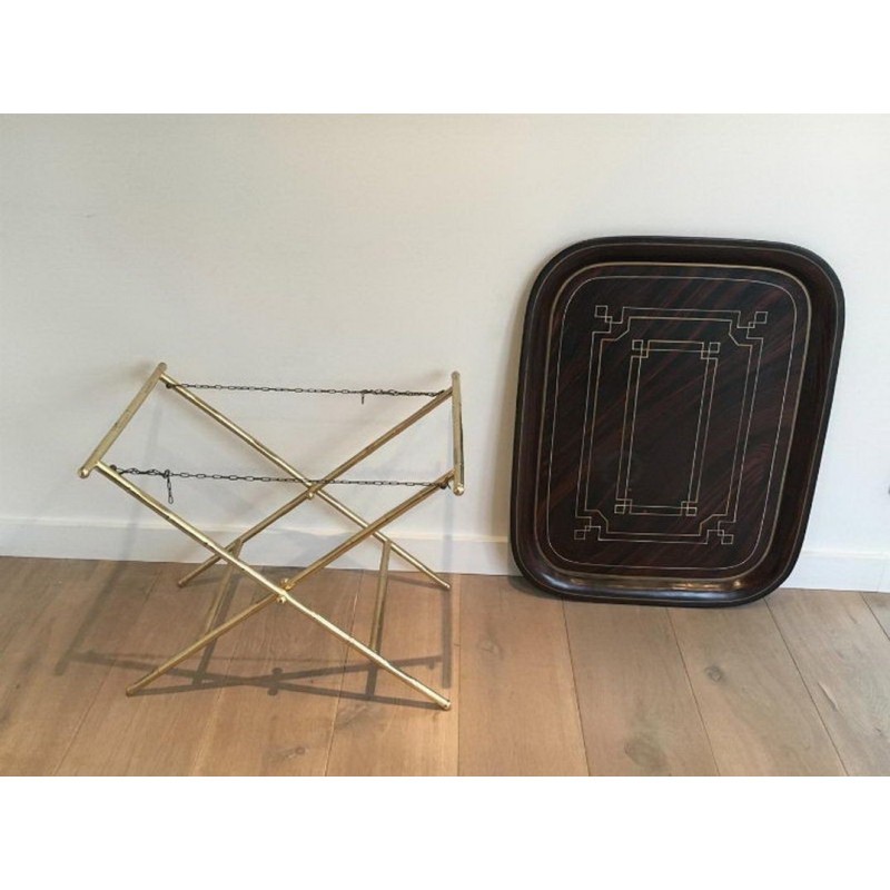Fine Brass and Painted Tole Tray Table