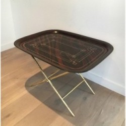 Fine Brass and Painted Tole Tray Table