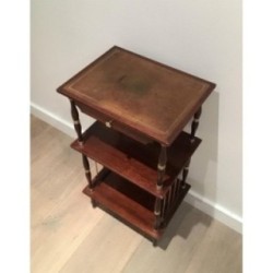 Small Table in Mahogany, Leather and Brass