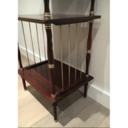 Small Table in Mahogany, Leather and Brass