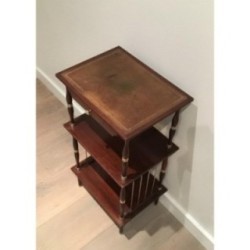 Small Table in Mahogany, Leather and Brass