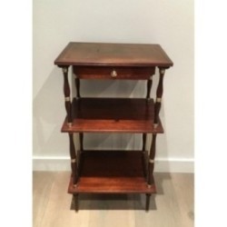 Small Table in Mahogany, Leather and Brass