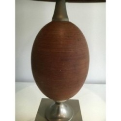 Egg Lamp in Wood and Brushed Steel