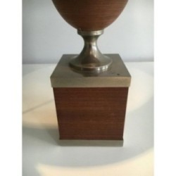 Egg Lamp in Wood and Brushed Steel