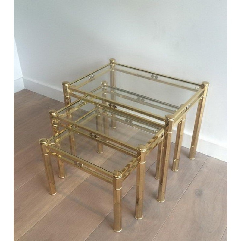 Set of 3 Brass Nesting Tables