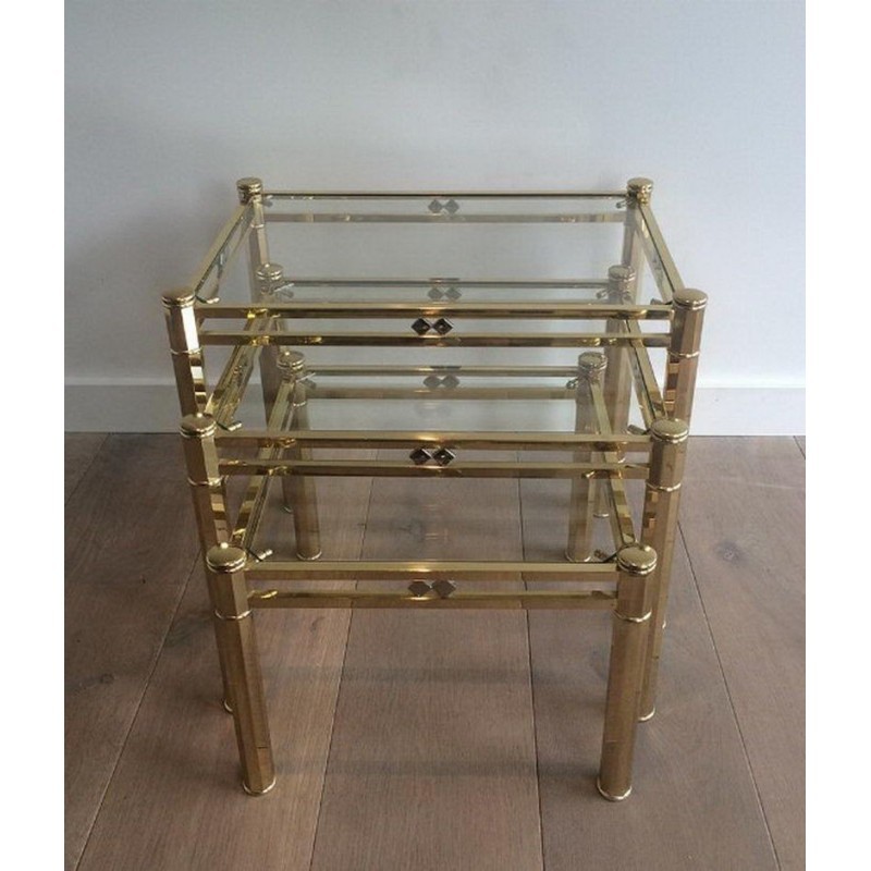 Set of 3 Brass Nesting Tables