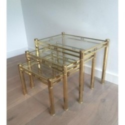 Set of 3 Brass Nesting Tables