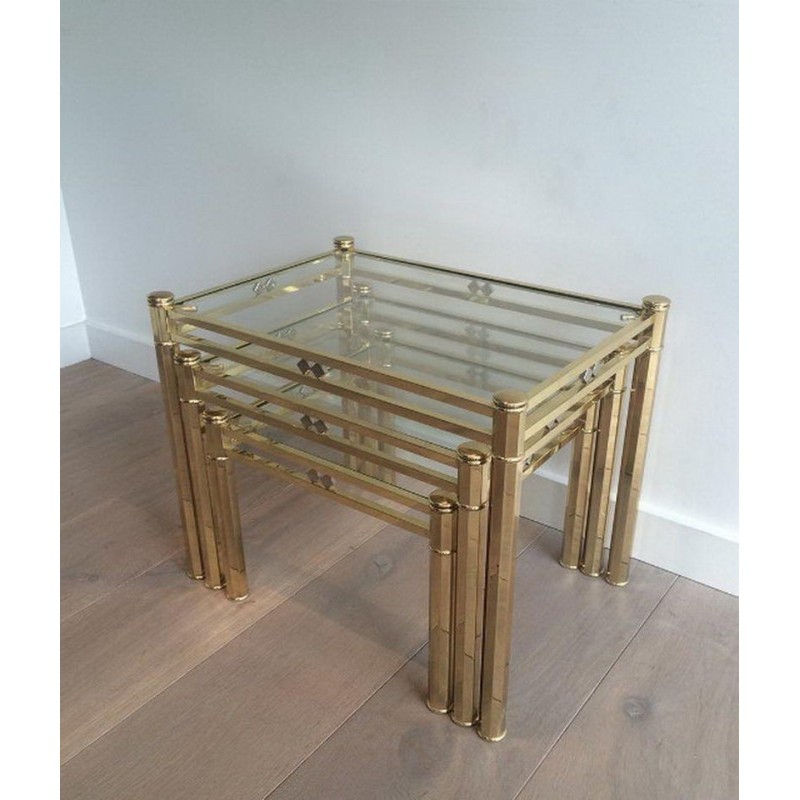 Set of 3 Brass Nesting Tables
