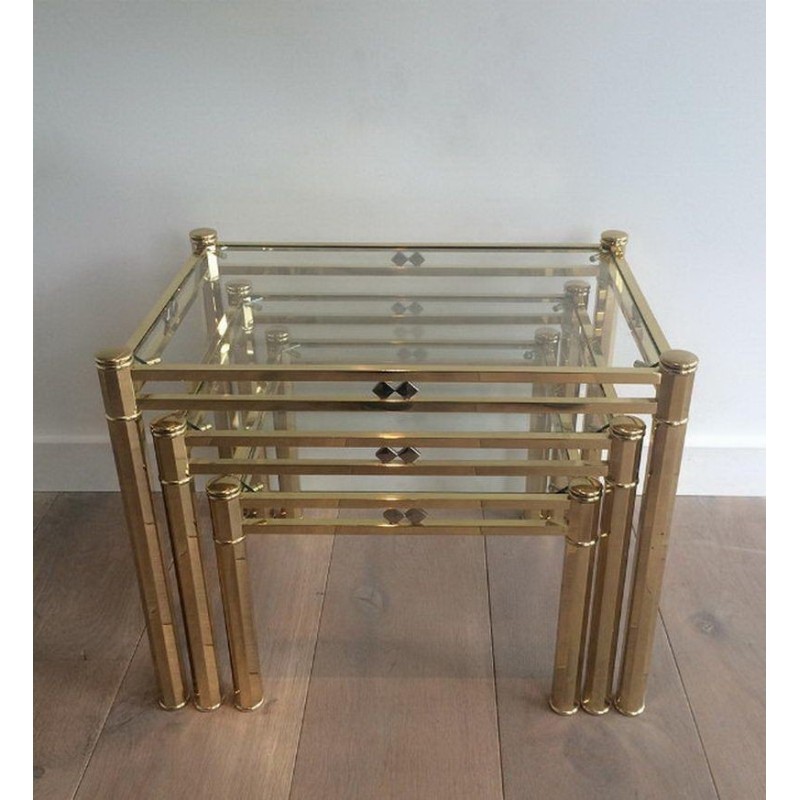 Set of 3 Brass Nesting Tables