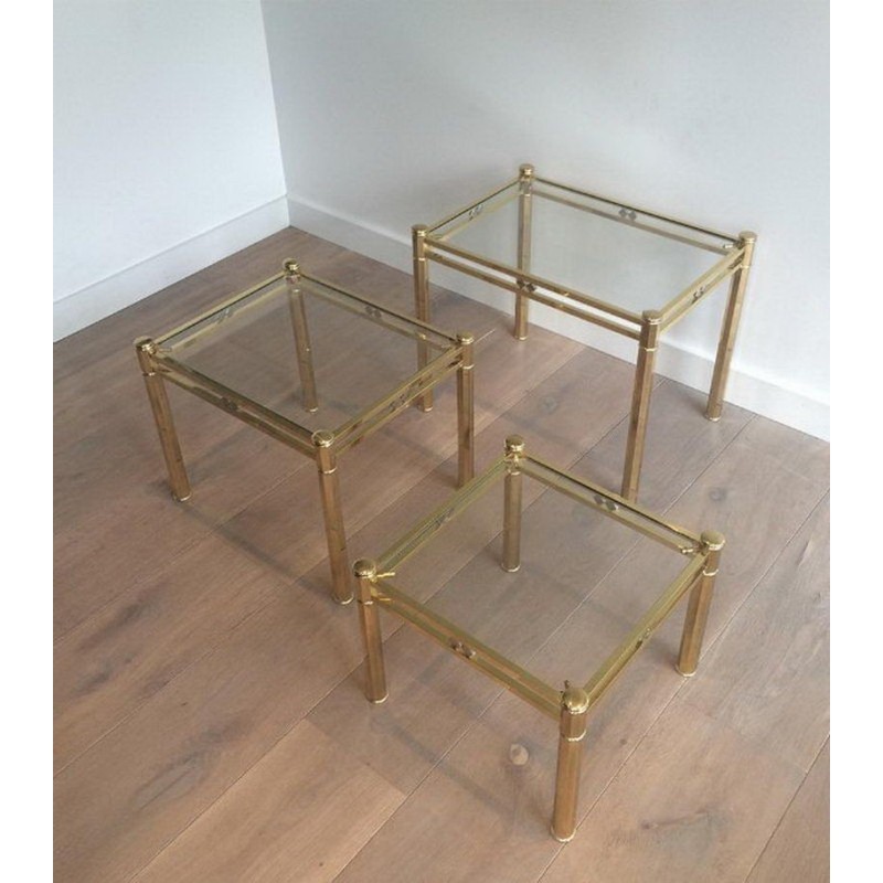 Set of 3 Brass Nesting Tables