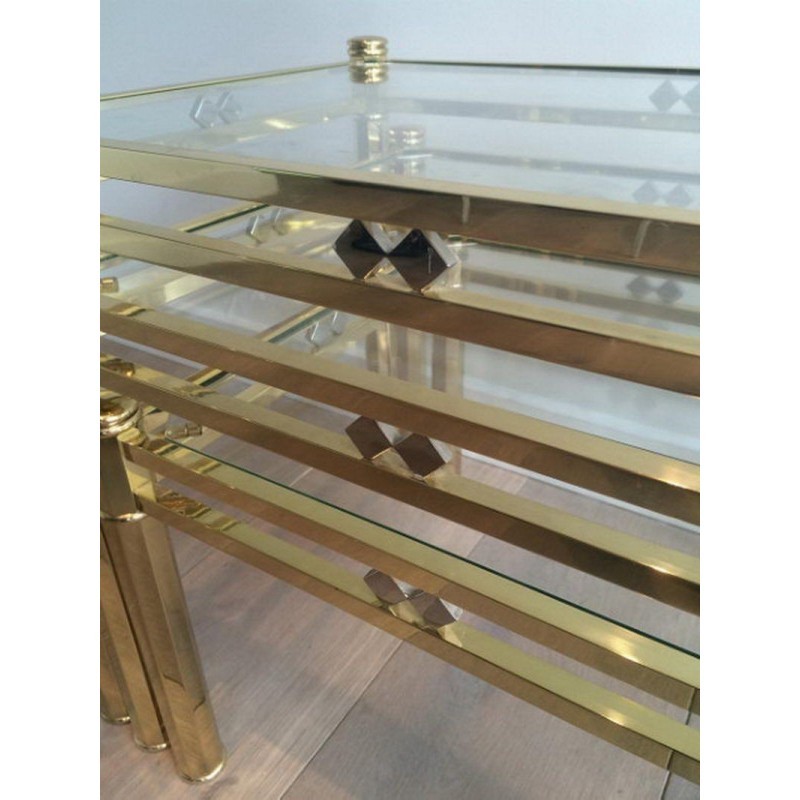 Set of 3 Brass Nesting Tables