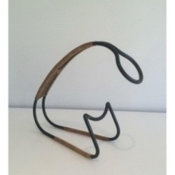 Bottle Holder in Lacquered Metal and Rattan. Circa 1960