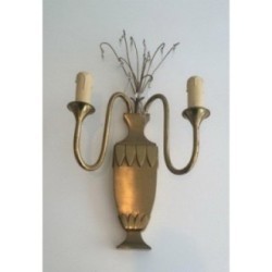 Pair of Brass and Crystal Wall Sconces
