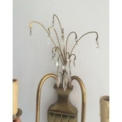 Pair of Brass and Crystal Wall Sconces