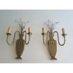 Pair of Brass and Crystal Wall Sconces