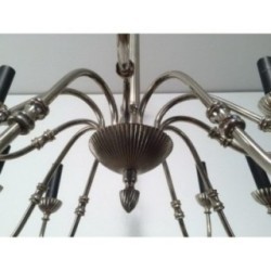 Neoclassical Style Silvered Metal 12-Light Chandelier