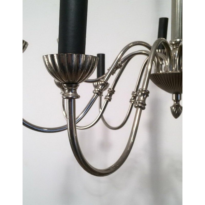 Neoclassical Style Silvered Metal 12-Light Chandelier