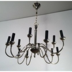 Neoclassical Style Silvered Metal 12-Light Chandelier