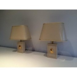 Pair of Lamps with Gilded Tortoise Decor. Circa 1970