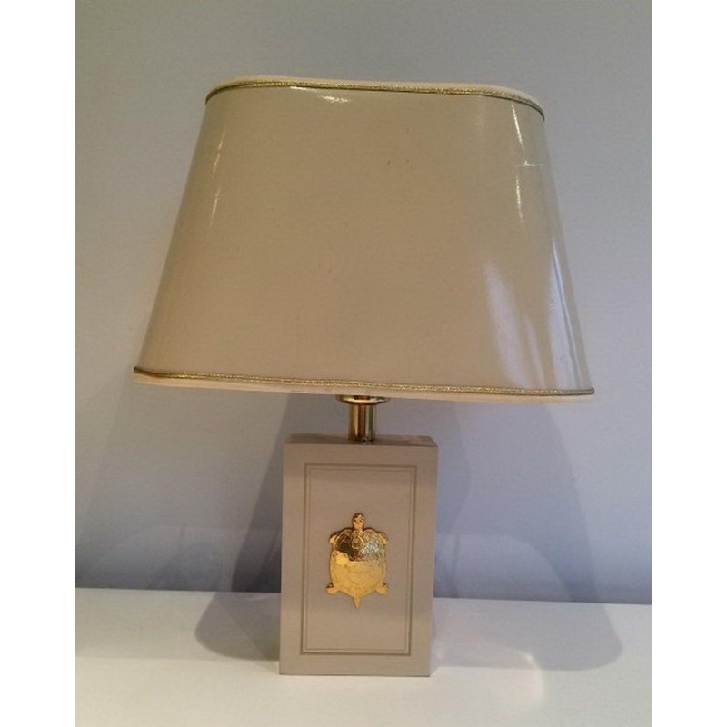 Pair of Lamps with Gilded Tortoise Decor. Circa 1970