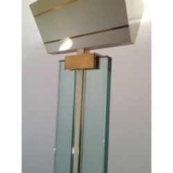 Floor Lamp in Glass, Brass and Lacquered Metal. Circa 1970