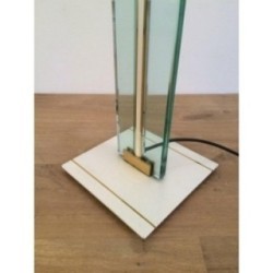 Floor Lamp in Glass, Brass and Lacquered Metal. Circa 1970