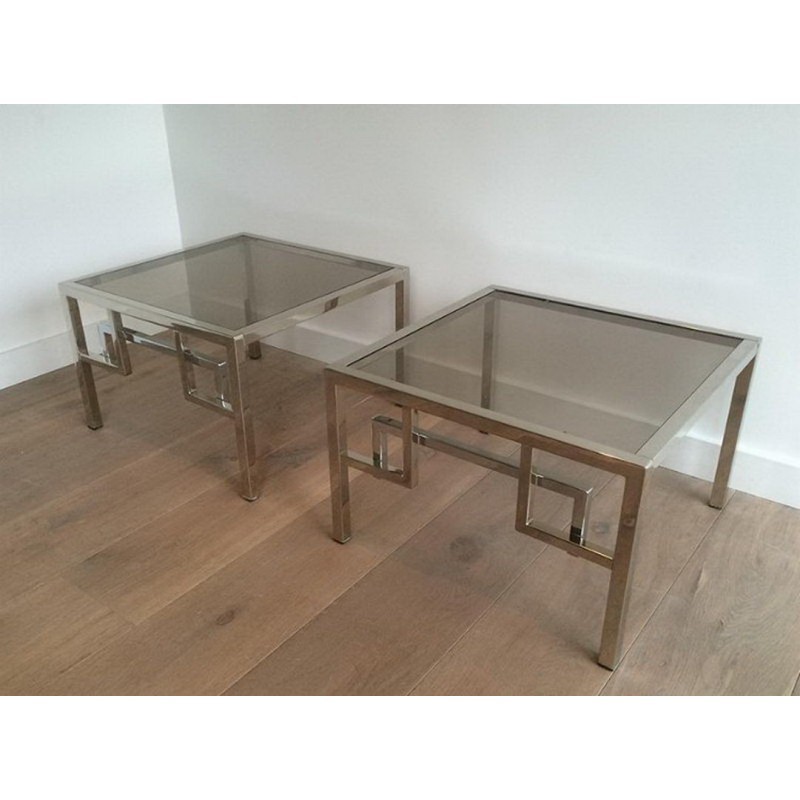 Pair of Chrome Design Side Tables