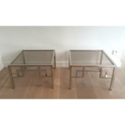 Pair of Chrome Design Side Tables