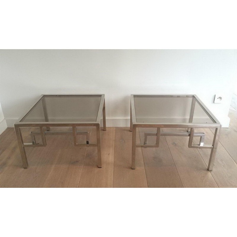 Pair of Chrome Design Side Tables