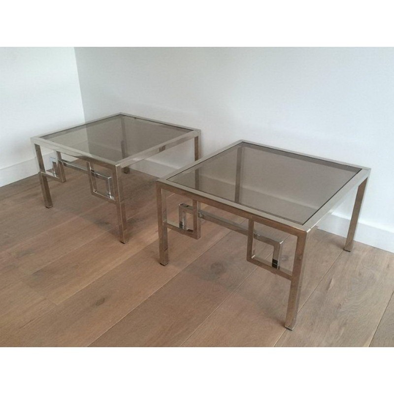 Pair of Chrome Design Side Tables